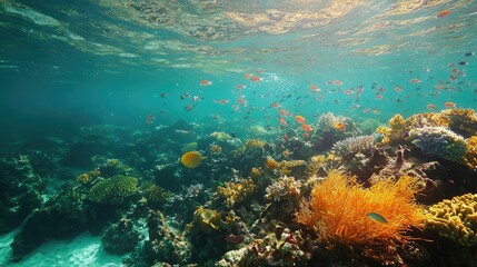 A peaceful underwater scene in the South Andaman Sea, with the calm waters of the reef and the harmonious coexistence of all its inhabitants.