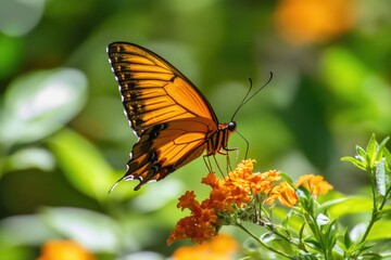 Butterflies on a Flower. Close Up Shot of Beautiful Butterfly Wings in Summer Nature