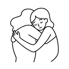 Cartoon illustration of a mother and her baby showing love and family bond