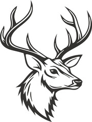Majestic Stag Head Profile Antlered Buck, Wildlife Art, Nature