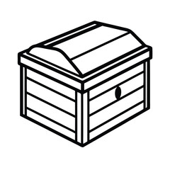 Black wooden jewelry box with a lid and handle, isolated on white background, vintage chest design, empty and closed, with a 3D vector illustration style