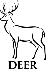Fototapeta premium Elegant Deer Silhouette Wildlife, Nature, Forest, Animal, Design