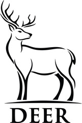 Elegant Deer Silhouette Logo Design Nature, Wildlife, Antlers, Animal