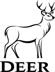 Fototapeta premium Elegant Deer Silhouette Logo Design Wildlife, Nature, Antlers