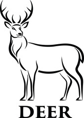 Fototapeta premium Elegant Deer Silhouette Wildlife, Nature, Animal, Logo, Design, Art, Graphic, Symbol, Icon