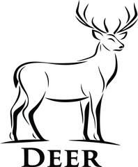 Fototapeta premium Elegant Black Line Deer Antler Illustration Wildlife Logo Design