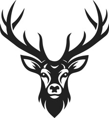 Majestic Stag Head Elegant Black Silhouette, Antler Design