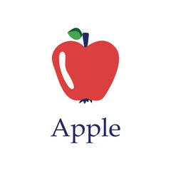 Vector illustration of red apple with green leaf