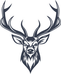 Majestic Stag Head, Antlered Deer, Vintage Wildlife Graphic
