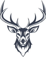 Majestic Stag Head Logo Design Elegant Antlers, Wild Nature
