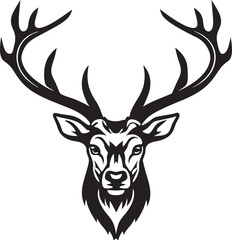 Majestic Stag Head Silhouette Antlers, Forest, Nature, Wildlife, Emblem
