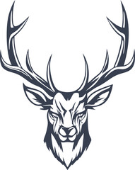 Majestic Stag Head Logo Elegant Antler Design, Wildlife Symbol