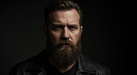 Fototapeta premium Rugged Man Portrait: Strength and Resolve - A powerful portrait symbolizing masculinity, resilience, experience, determination