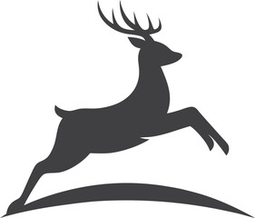 Obraz premium Majestic Deer Leaping Silhouette Nature, Wildlife, Logo Design
