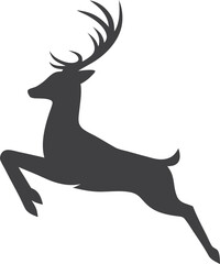 Leaping Deer Silhouette Elegant, Antlered, Wildlife Design