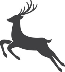 Obraz premium Majestic Leaping Deer Silhouette Elegant, Dark, Antlered, Graceful, Wild, Nature, Animal, Symbol, De