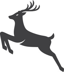 Majestic Leaping Deer Elegant Silhouette, Antlered, Graceful Jump
