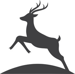 Obraz premium Majestic Deer Silhouette Leaping Gracefully Over Hilltop