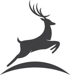 Majestic Deer Leaping, Antlers Graceful, Silhouette Logo Design