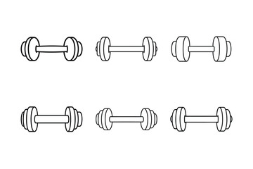Simple Black and White Outline Dumbbell Icons