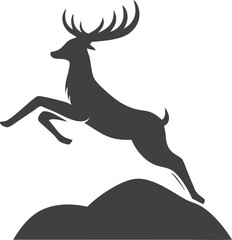 Majestic Leaping Deer Silhouette, Natures Graceful Jump, Wild Animal