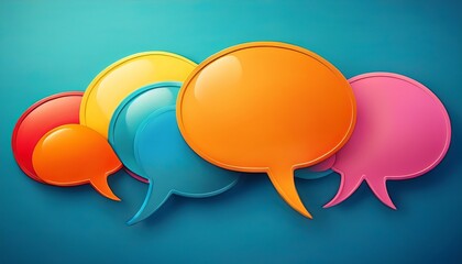 colorful speech bubbles on a vibrant blue background perfect for communication and conversation themes