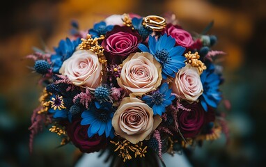 Burgundy Blush  Blue Wedding Bouquet