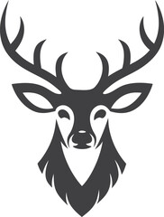 Majestic Deer Head Logo Elegant Antlers, Wildlife Symbol