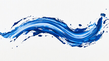 Dynamic Blue Wave Acrylic Paint Stroke Artistic Expression On Canvas Wall Art Decoration Concept
