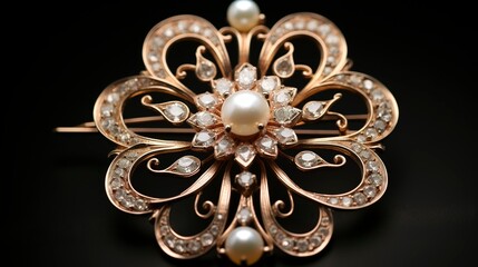 Fototapeta premium A photo of a vintage pearl brooch. ,