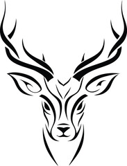 Stylized Deer Head Tribal Art Graphic Design Vector Illustration