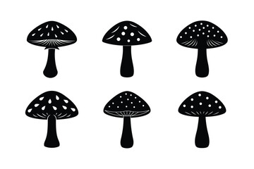 Six Silhouettes of Poisonous Mushrooms