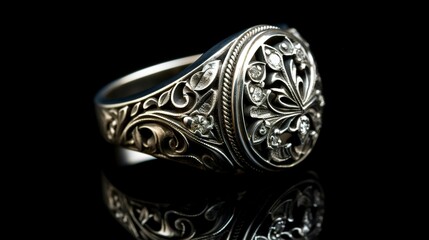 A photo of a vintage silver ring. ,