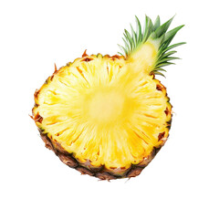 Sliced pineapple on a bright Transparent background showcasing its juicy interior and spiky exterior, slice pineapple isolated on PNG background