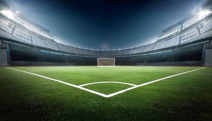 Fototapeta premium empty indoor soccer arena with artificial turf and high walls
