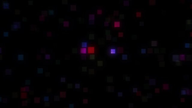 squire multi color high tech animation. glowing high tech digital animation background. abstract digital motion background. abstract high tech square colorful digital motion on black background