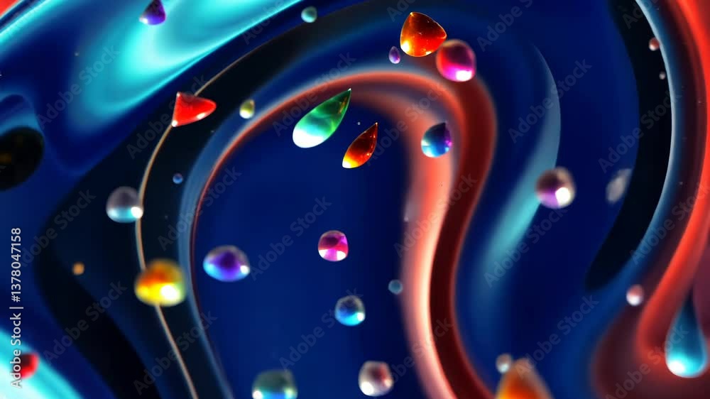 Aufkleber a colorful swirl of paint with a blue stripe. there are many different colors in the swirl. the blue