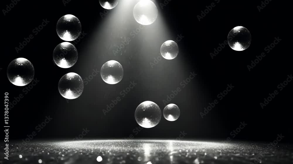 Poster a close up of many small water droplets. the droplets are of different sizes and are scattered acros