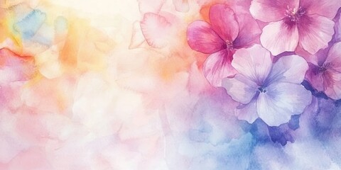 Obraz premium Card Background. Colorful Watercolor Floral Banner Design with Autumn Flowers
