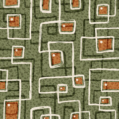 Seamless hand drawn, geometric, abstract pattern.  Watercolor geometric, pattern for fabric, apparel. Unique abstract, geometric design. Modern wallpaper, carpet, shawl, scarf, etc pattern background.