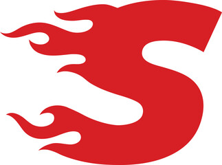 S Red Fire Flame Alphabet Letter