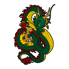 Naklejka premium dragon on white