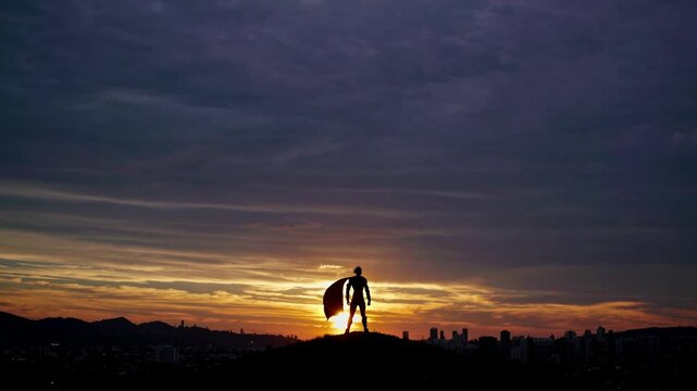 The Hero Against Sunset