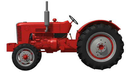 Isolated Vintage Red Tractor