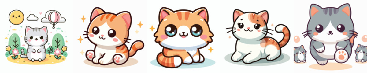 a collection of cute vector cats
