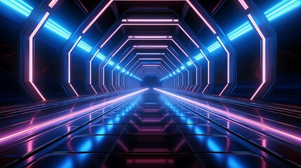 Neon Lights Tunnel: A Futuristic Digital Art