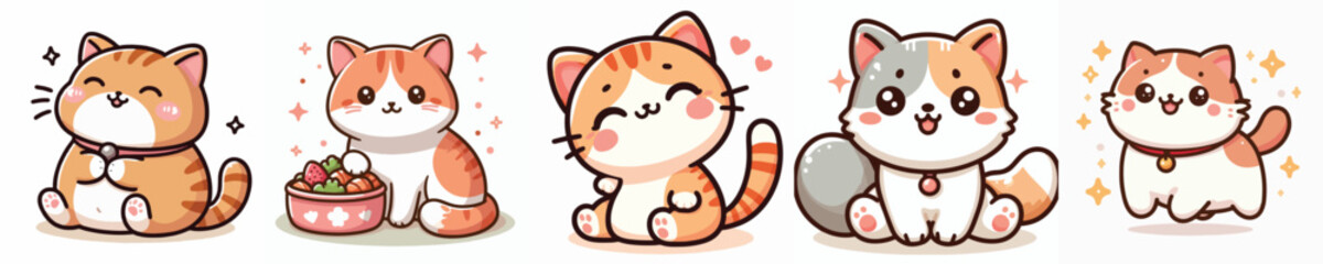 a collection of cute vector cats