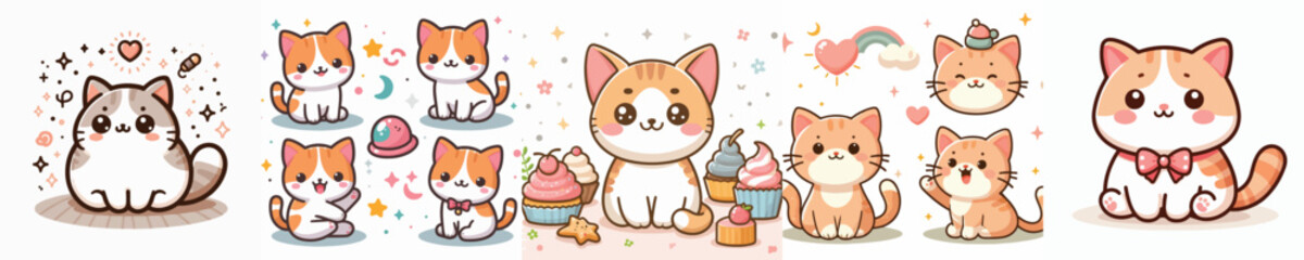 a collection of cute vector cats