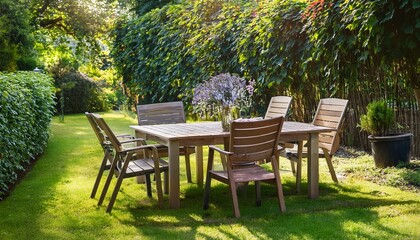 Obraz premium table and chairs in a garden