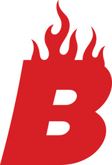 B Fire Top Flame Alphabet Letter